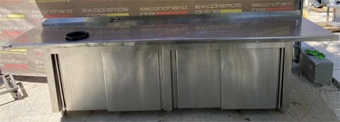 Ερμάριο Ανοξείδωτο Με Συρόμενες & Τρύπα & Λάστιχο Φ23 Μεταχειρισμένο